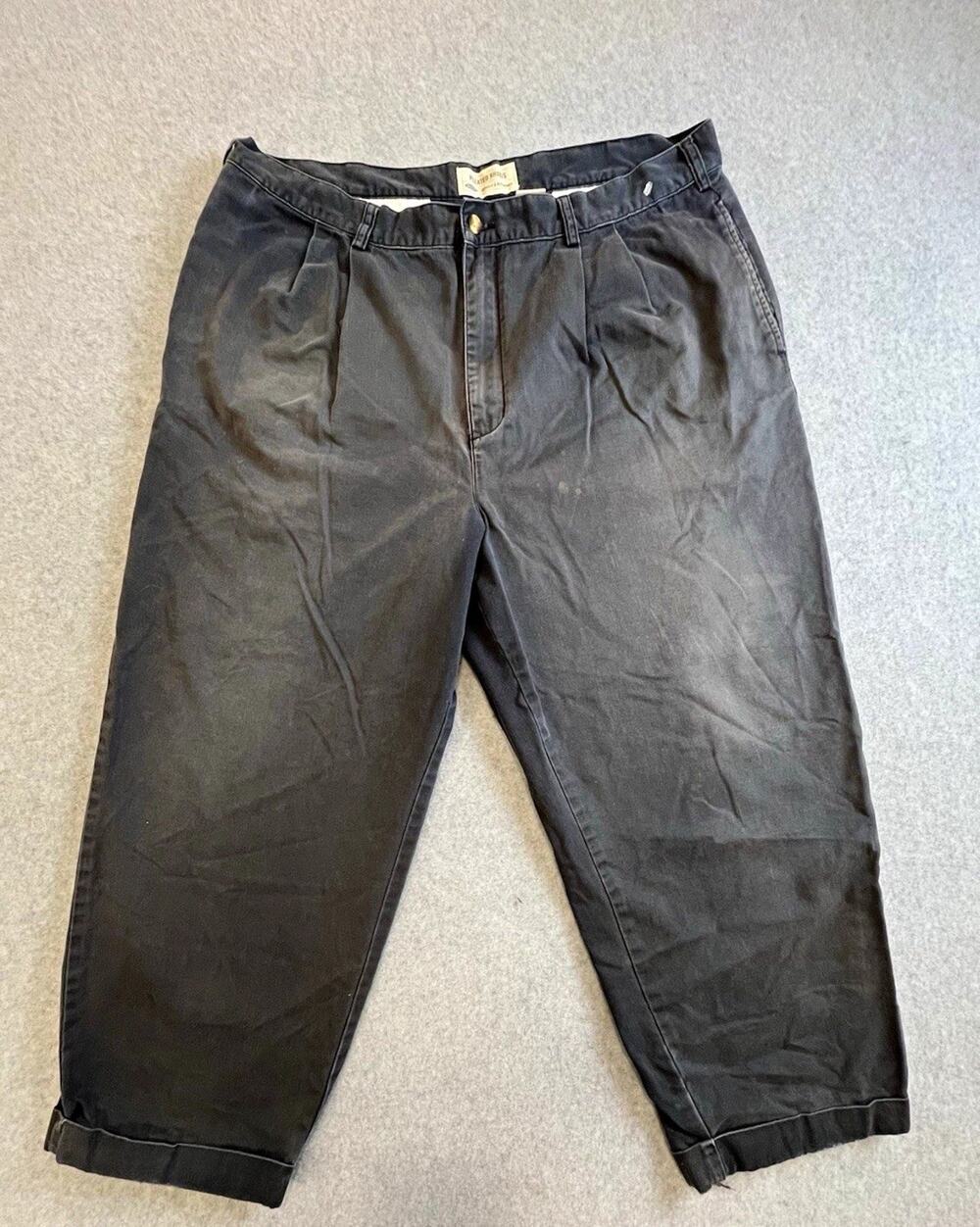 Old Navy Men's Gray Pleated Chino Khaki Pants Relaxed Straight Cotton Twill 40